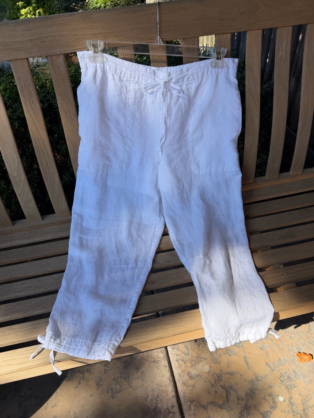 Pure DKNY Women’s White Linen Drawstring Pants, Size M